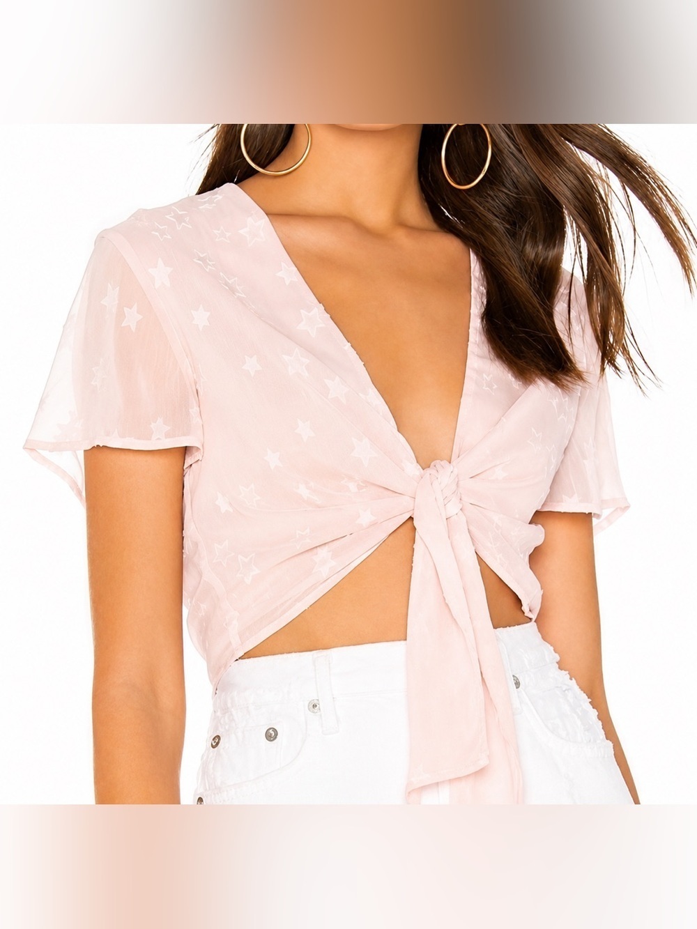 Superdown NWT Aylin star front crop top, small